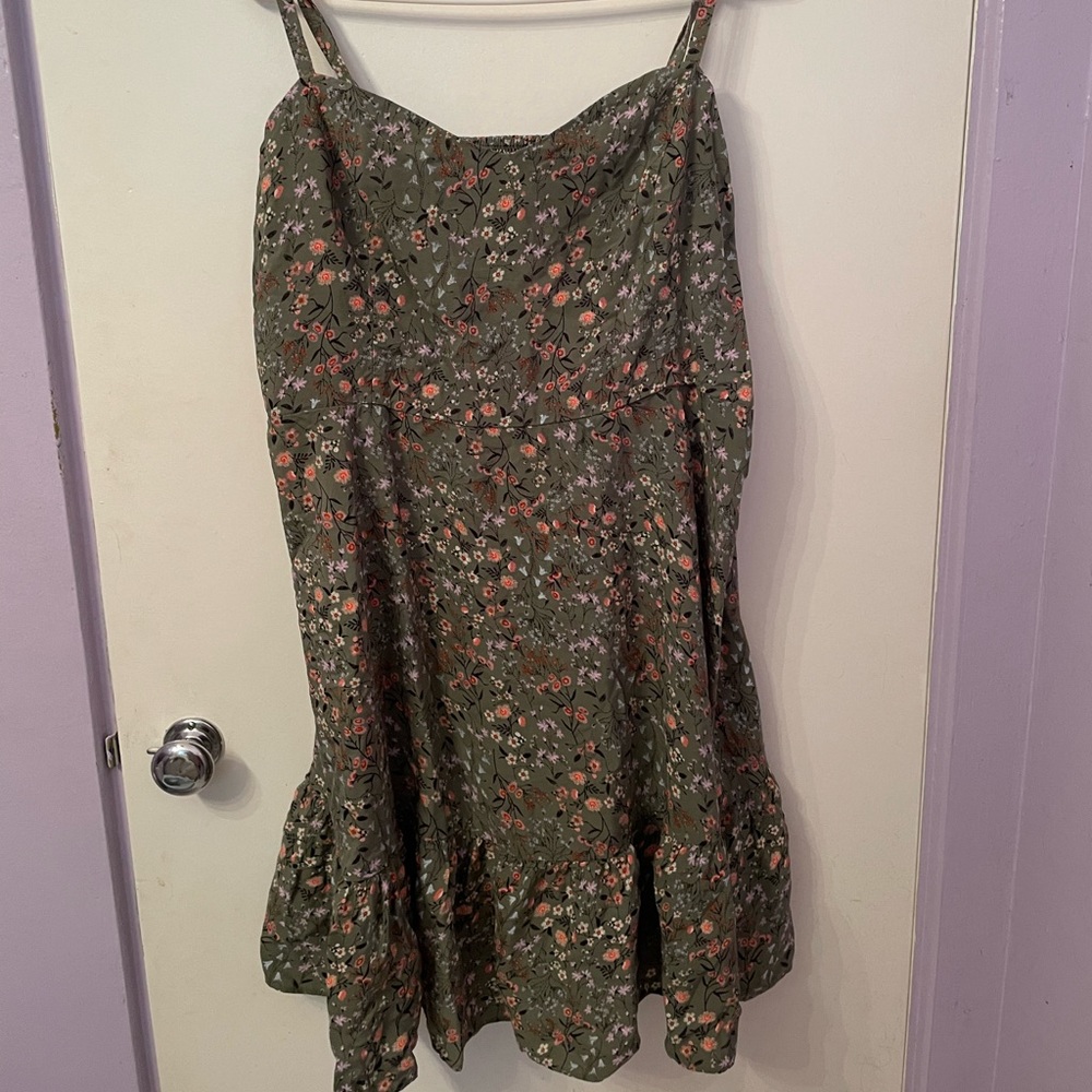Green floral summer dress
